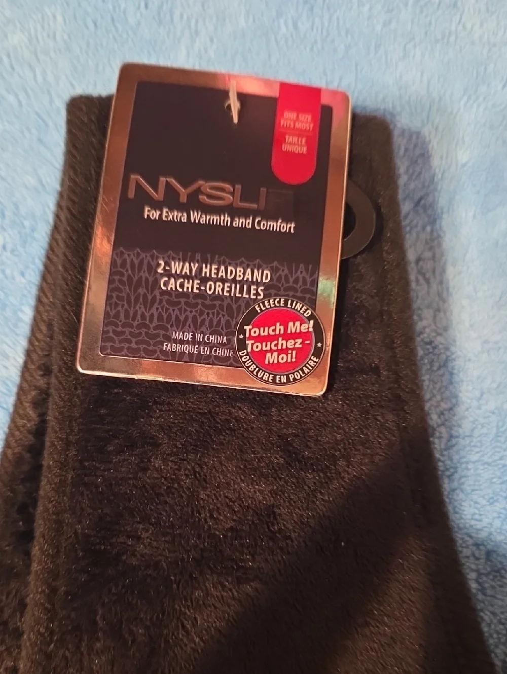 NYSLF Black Touchscreen Gloves & Headband Set with Beige Tips - Picture 3 of 3